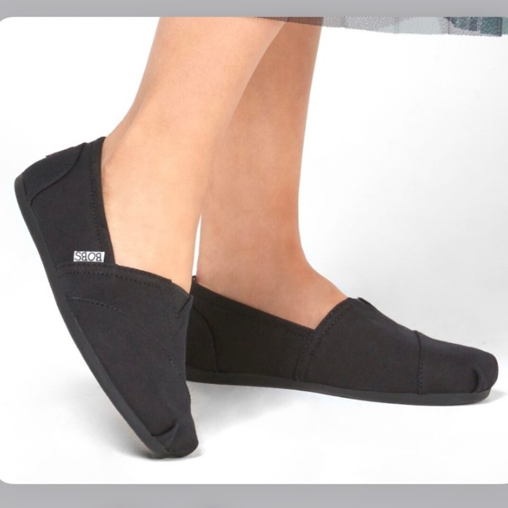 BOBS black comfort sole casual slip-on shoes
